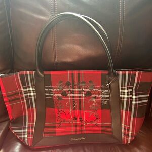 Victoria's Secret Black and Red Checkered Tote PLAID HOLIDAY NEW